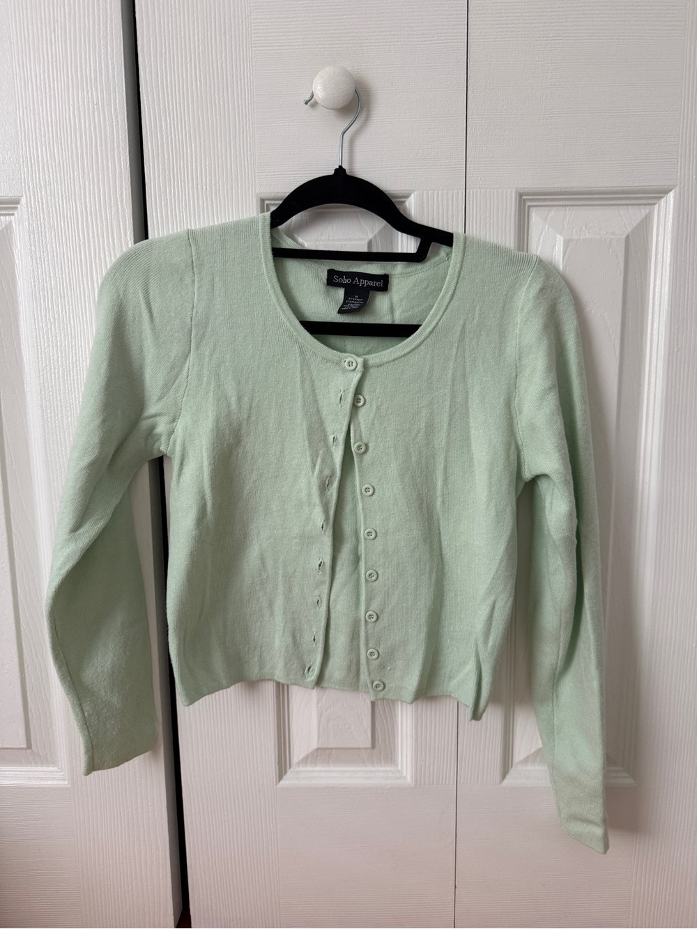 Soho Apparel Mint Crewneck Button-Front Cardigan